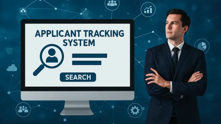 Digital illustration showing recruitment professionals leveraging an Applicant Tracking System (ATS) to streamline candidate sourcing, screening, and placement processes, symbolizing efficiency and success in hiring.